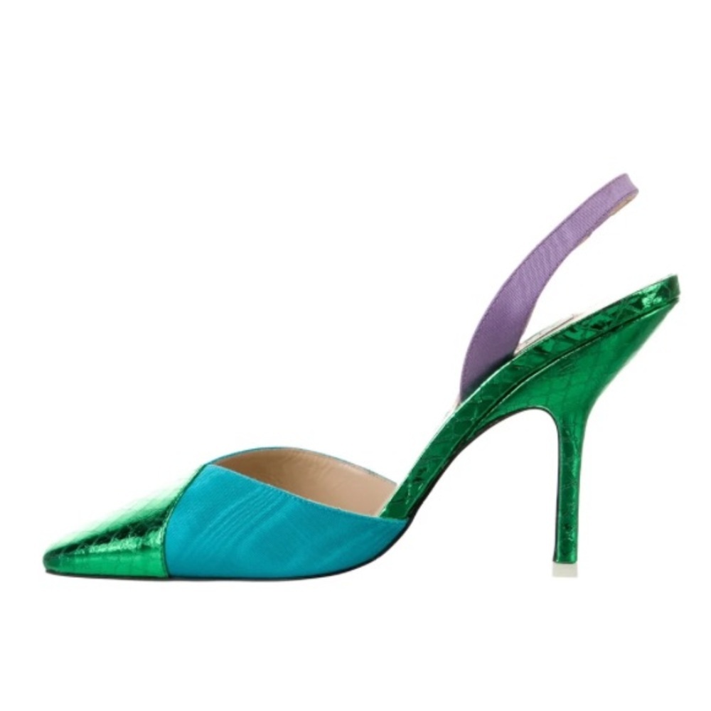 Attico Leather Colorblock Pattern Slingback Pumps Size 36 - Picture 3 of 9